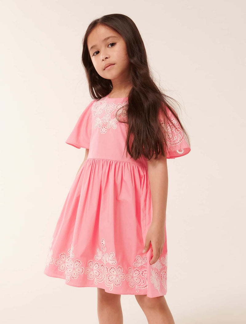 Olivia Broderie Flutter Girls Dress Forever New