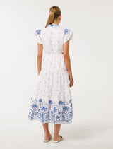 Lilo Embroidered Cotton Midi Dress Forever New