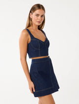 Melinda Denim Corset Top Forever New