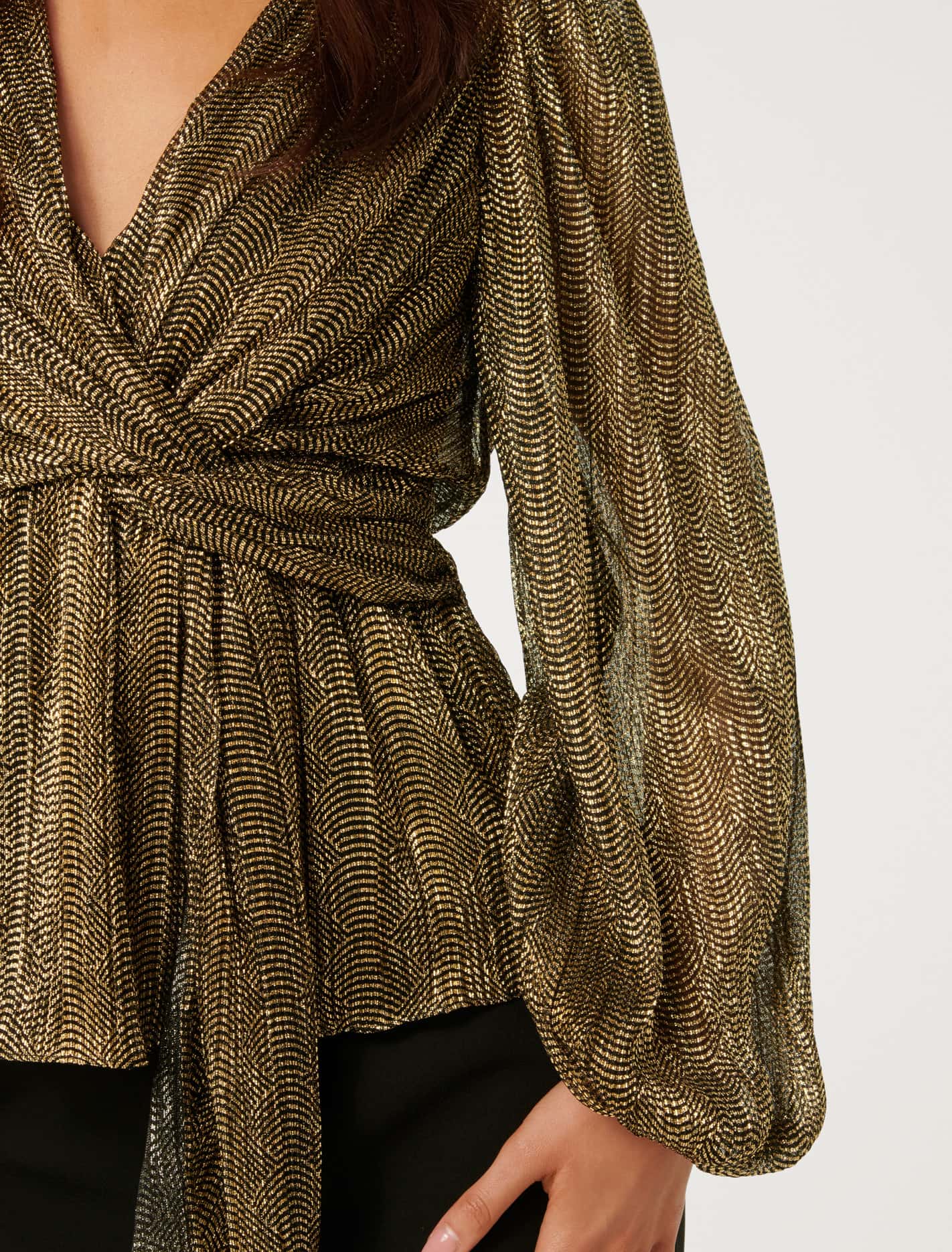Cassidy Metallic Plisse Top Forever New