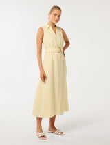 Pippa Collared Button Front Linen Midi Dress Forever New