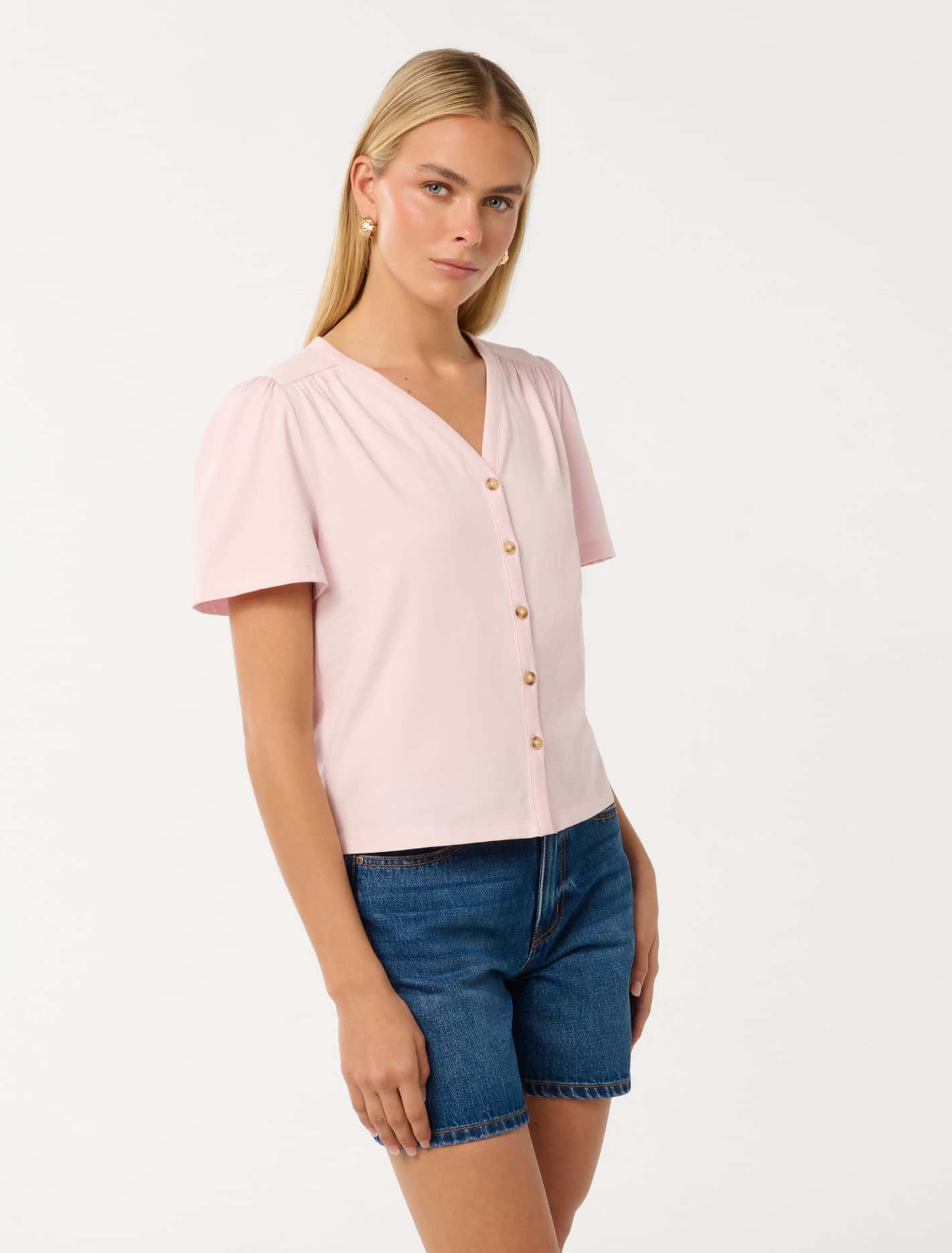 Kara Button Front T-shirt Forever New