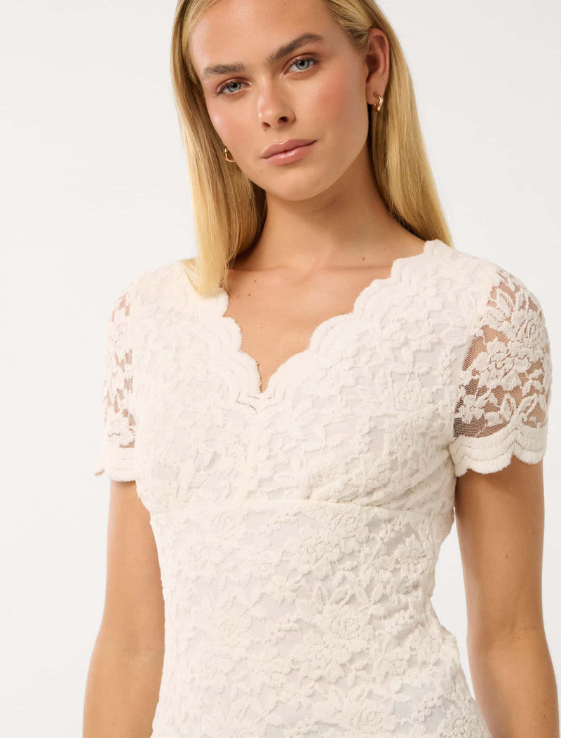 Yianna Lace V Neck Top Forever New