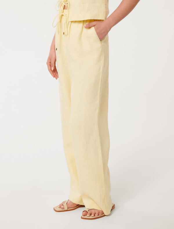 Erin Linen Drawstring Straight Leg Pants Forever New