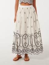 Polly Embroidery Midi Skirt Forever New