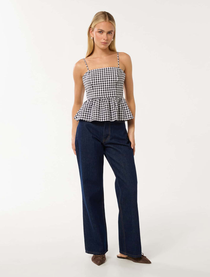 Tayah Tie Back Peplum Top Forever New