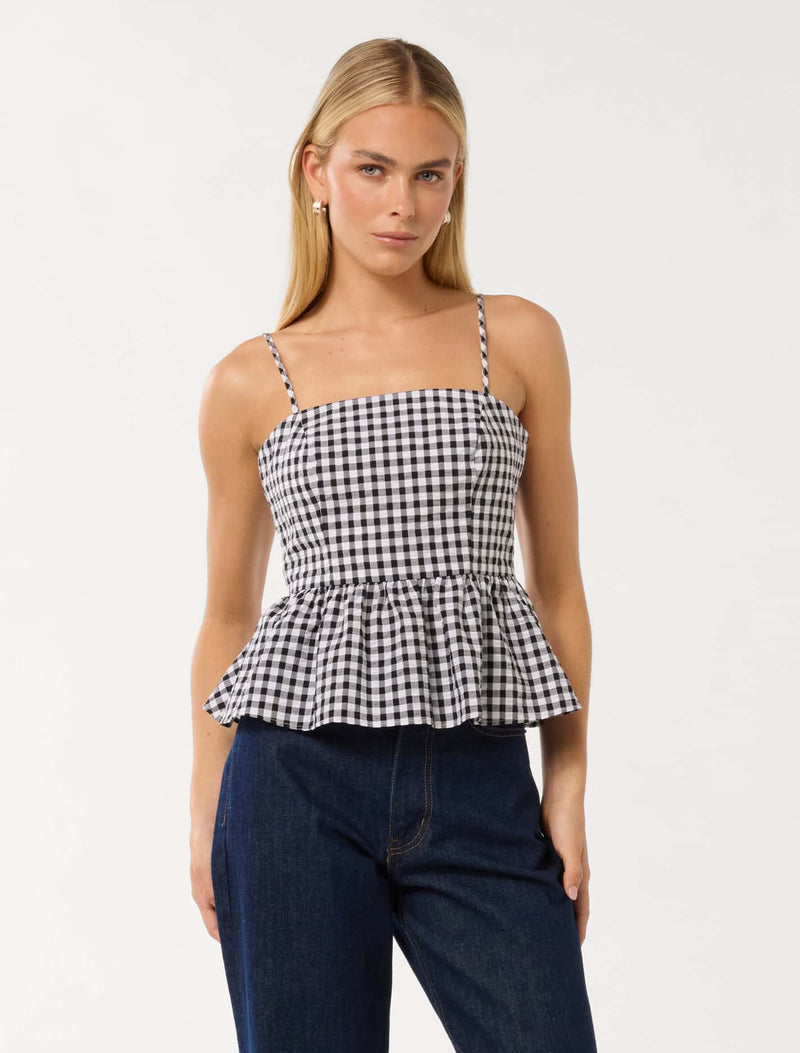 Tayah Tie Back Peplum Top Forever New