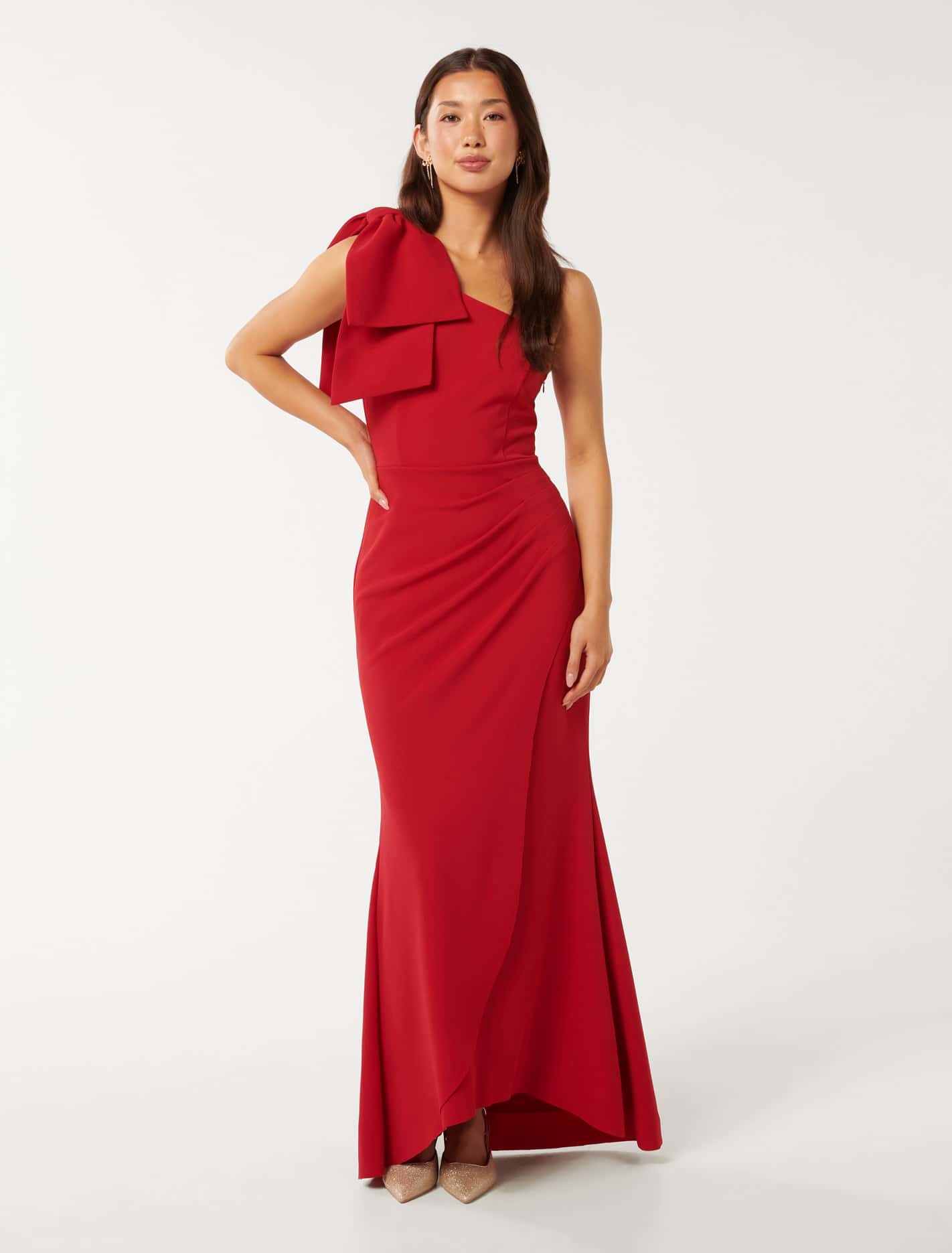 Lisa One Shoulder Bow Dress Salsa Forever New