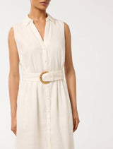 Pippa Petite Collared Button Front Linen Midi Dress Forever New