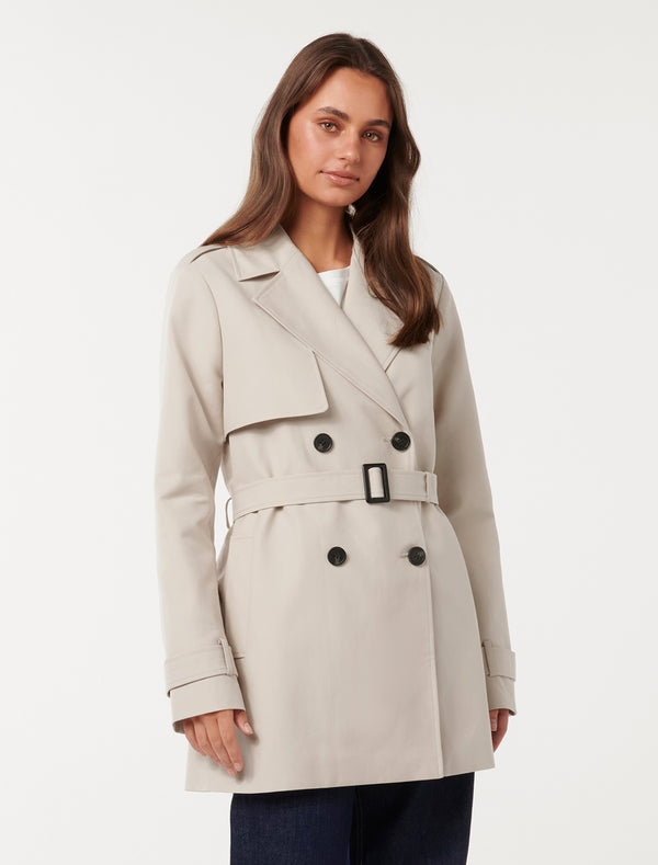 Rhea Water Resistant Mid Length Trench Coat Neutral Forever New