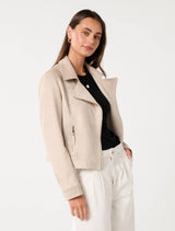 Indie Suede Biker Jacket Forever New