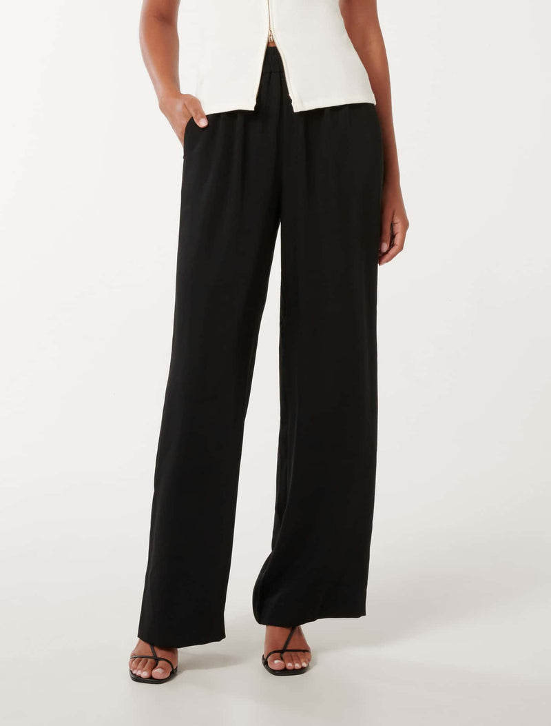 Enya Elastic Wide Leg Pants Black Forever New