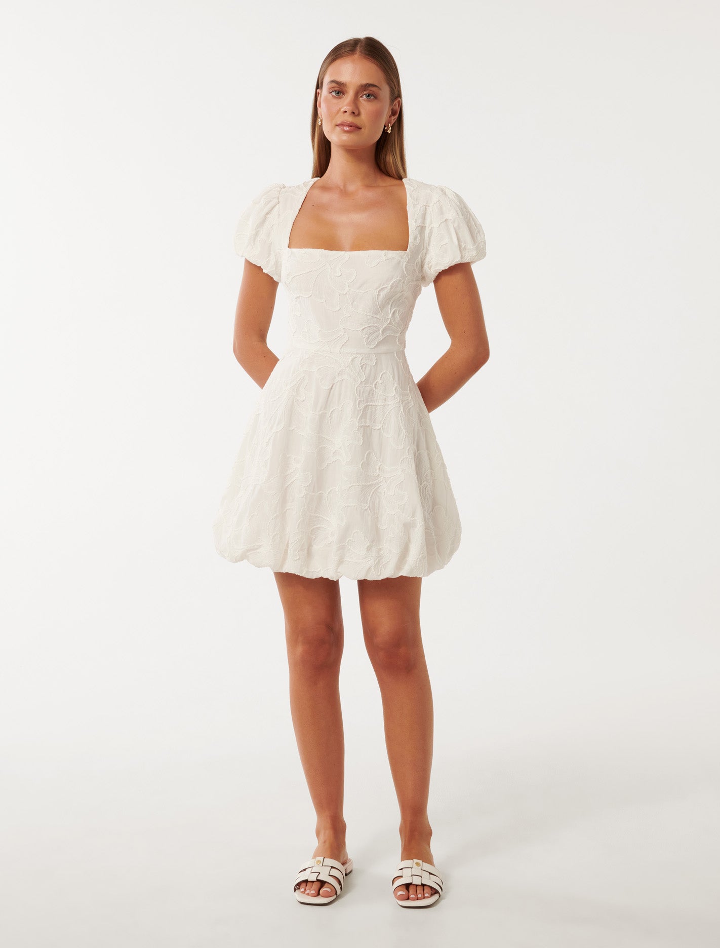 Maeve Bubble Hem Broderie Mini Dress Forever New