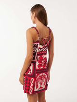 Sasha Strappy Printed Linen Mini Dress Forever New