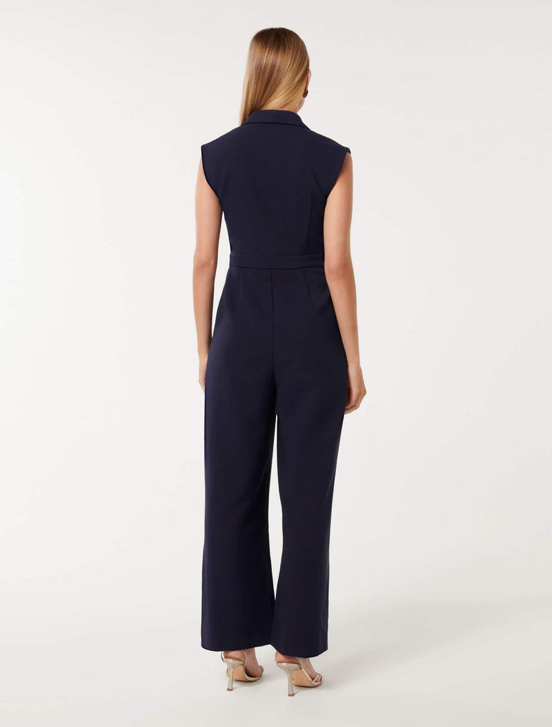 Jacey Sleeveless Tux Jumpsuit Forever New