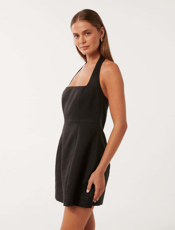 Stevie Halter Neck Linen Mini Dress Forever New