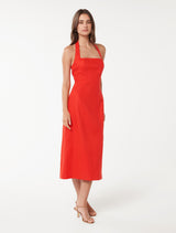 Anderson Halter Neck Linen Midi Dress Forever New