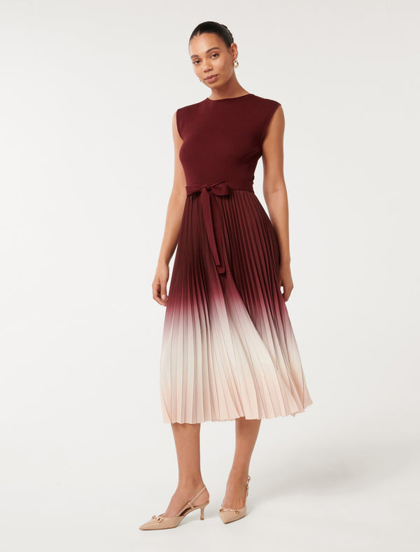 Elsie Ombre Pleat Midi Dress Forever New