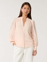 Esme Embroidered Blouse Peach Dust Forever New