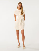 Dehlia Linen Utility Mini Dress Forever New