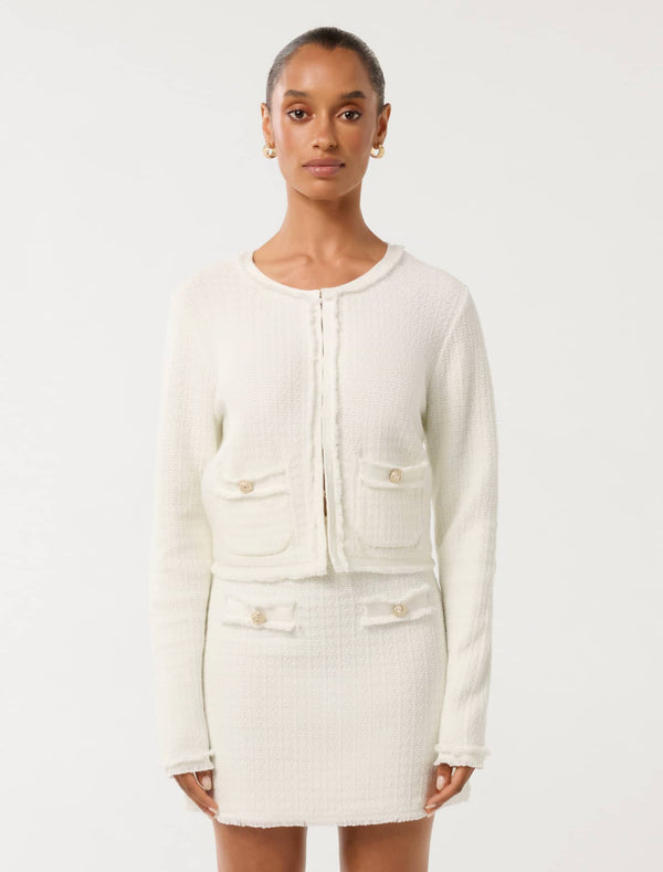 Faith Petite Textured Cardigan Cream Forever New