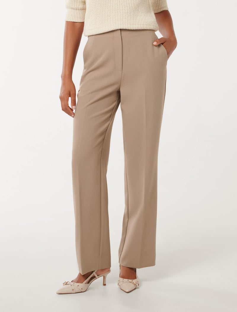 Fiora Straight Leg Pants Neutral Forever New