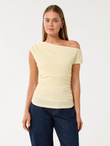 Hallie Ruched Tipped Shoulder Top Forever New