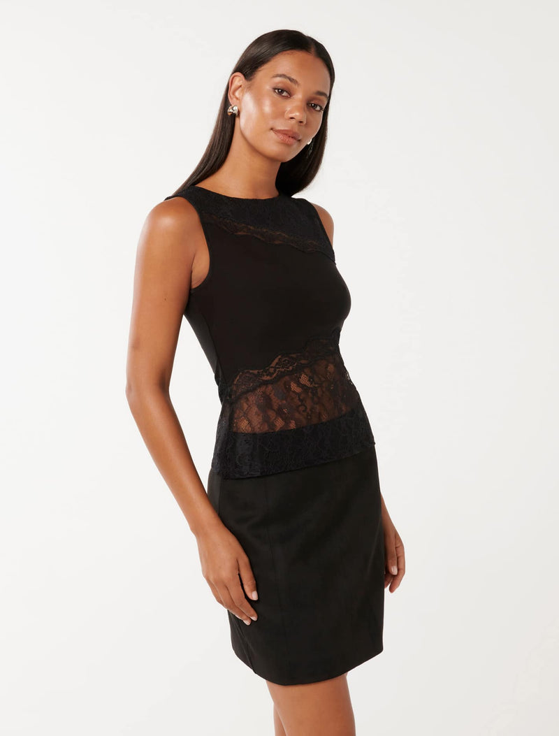 Atlas Lace Splice Top Forever New