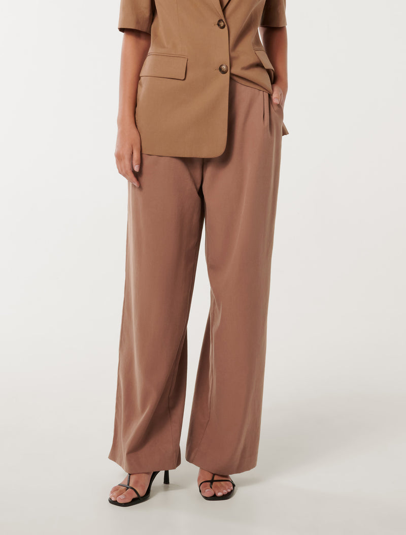 Bowie Wide Leg Pants Soft Mocha Suit Forever New