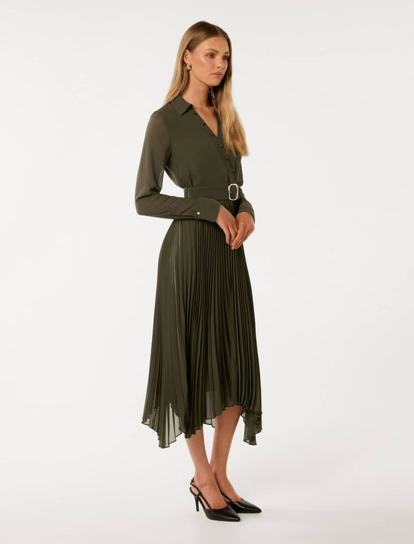 Theresa Wrap Pleat Midi Dress Forever New