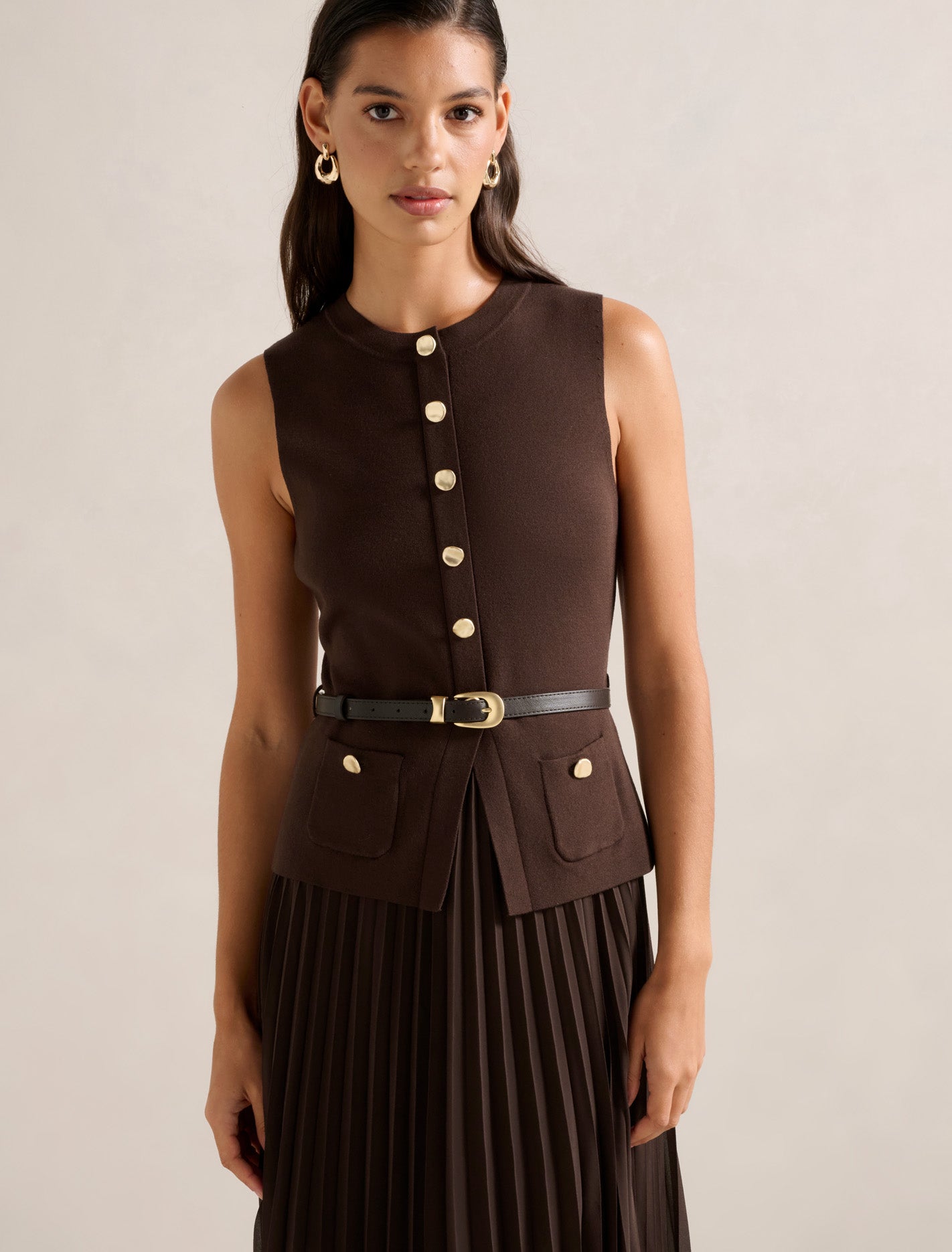 Daphne Waistcoat Knit Midi Dress Forever New
