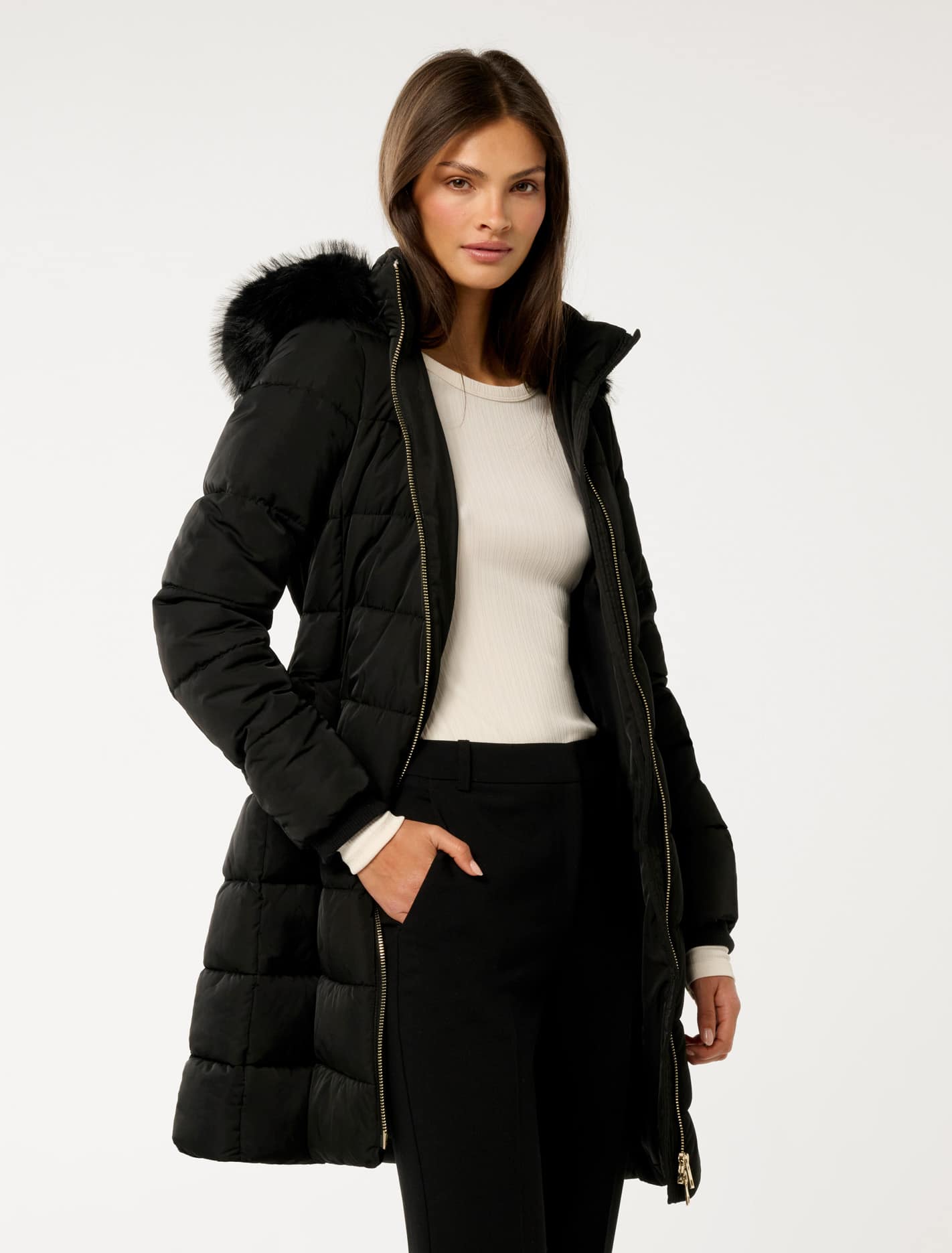 Sandra Long Puffer Coat Forever New