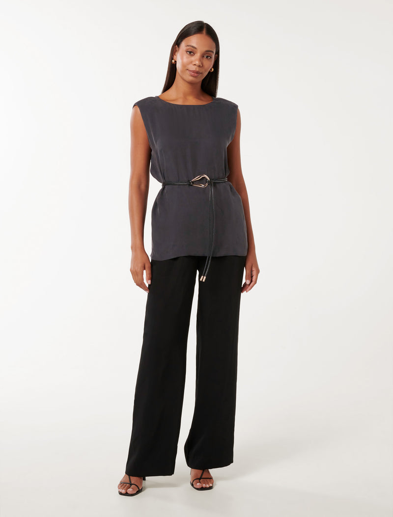 Poppy Belted Cupro Top Forever New