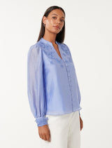 Indigo Applique Blouse Forever New