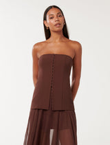 Sammy Strapless Bustier Top Bitter Chocolate Forever New