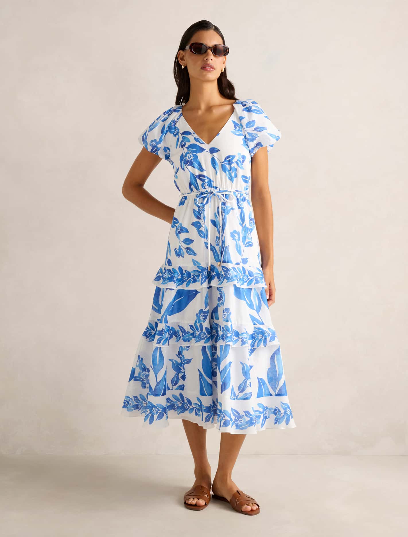 Iris Tiered Ruffle Midi Dress Lantana Floral Forever New