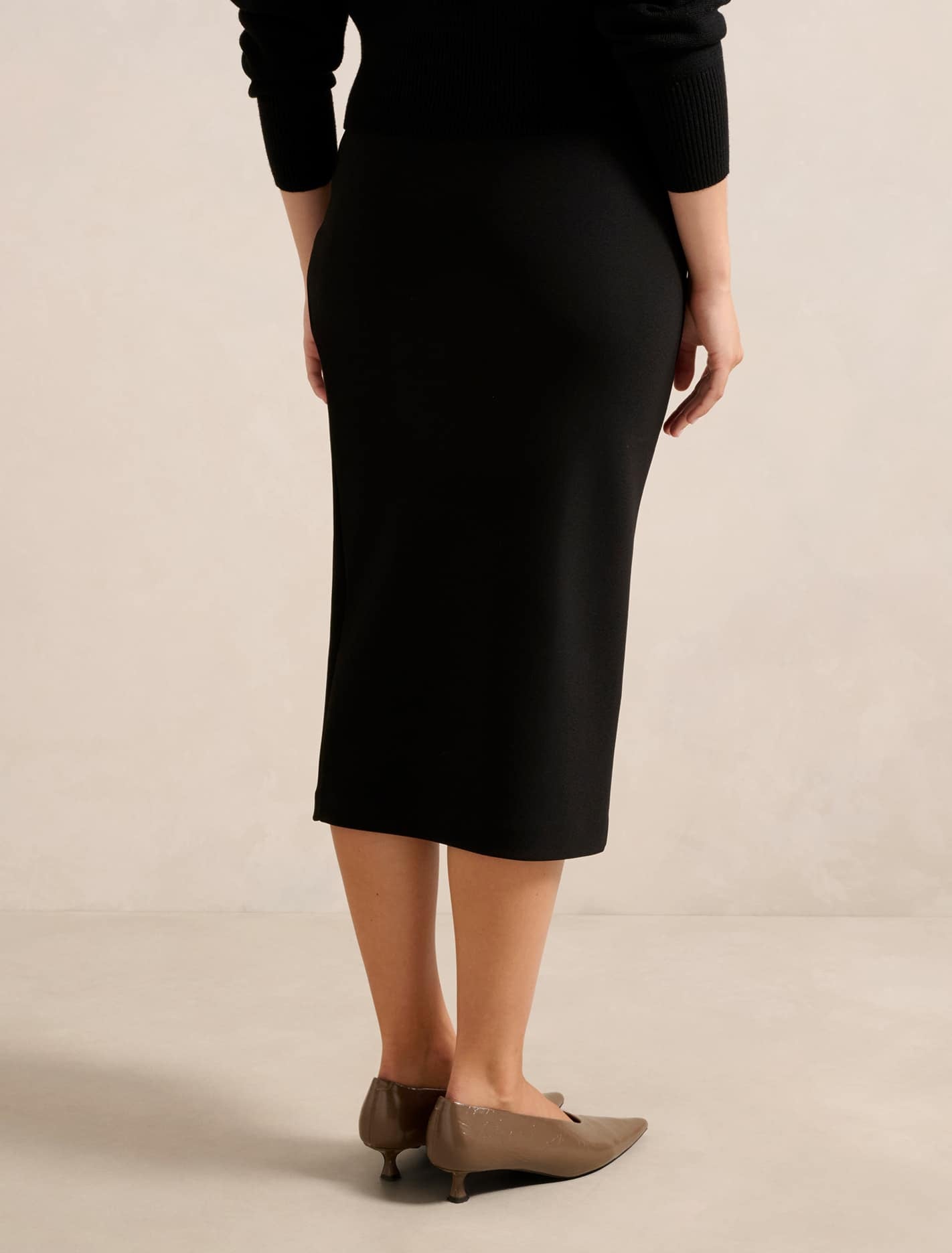 Lacey Crepe Split Midi Skirt Forever New