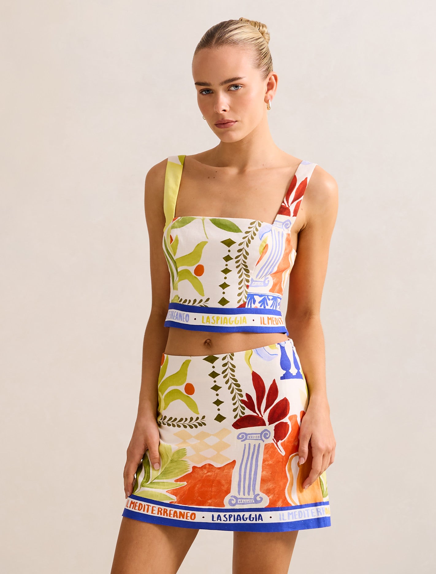 Christa Linen Top Rhodes Collage Co-Ord Forever New