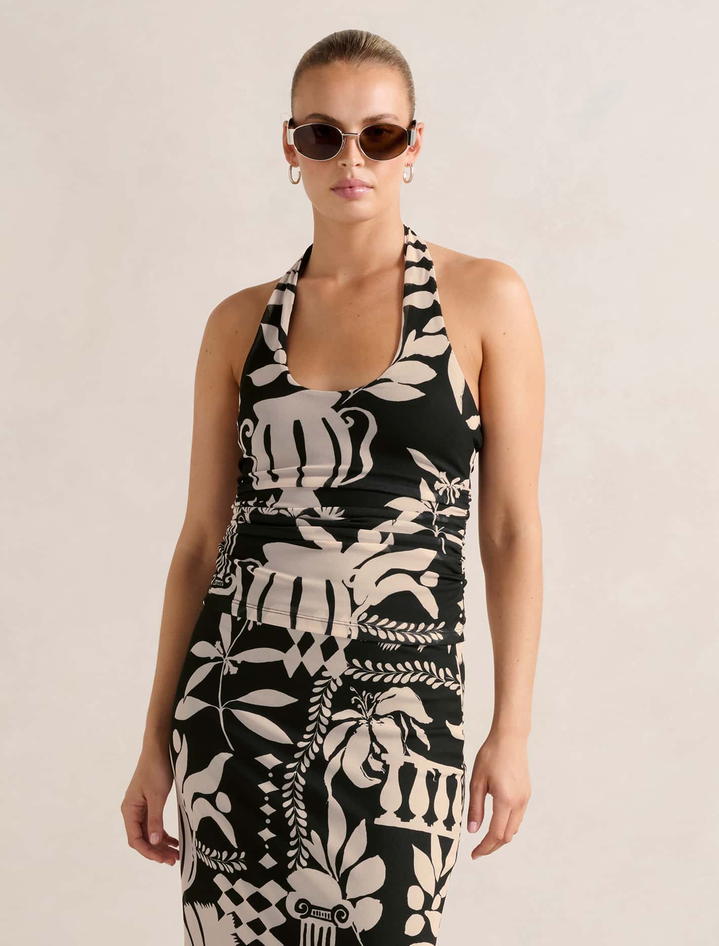 Nicky Halter Mesh Top Mono Rhodes Co-Ord Forever New