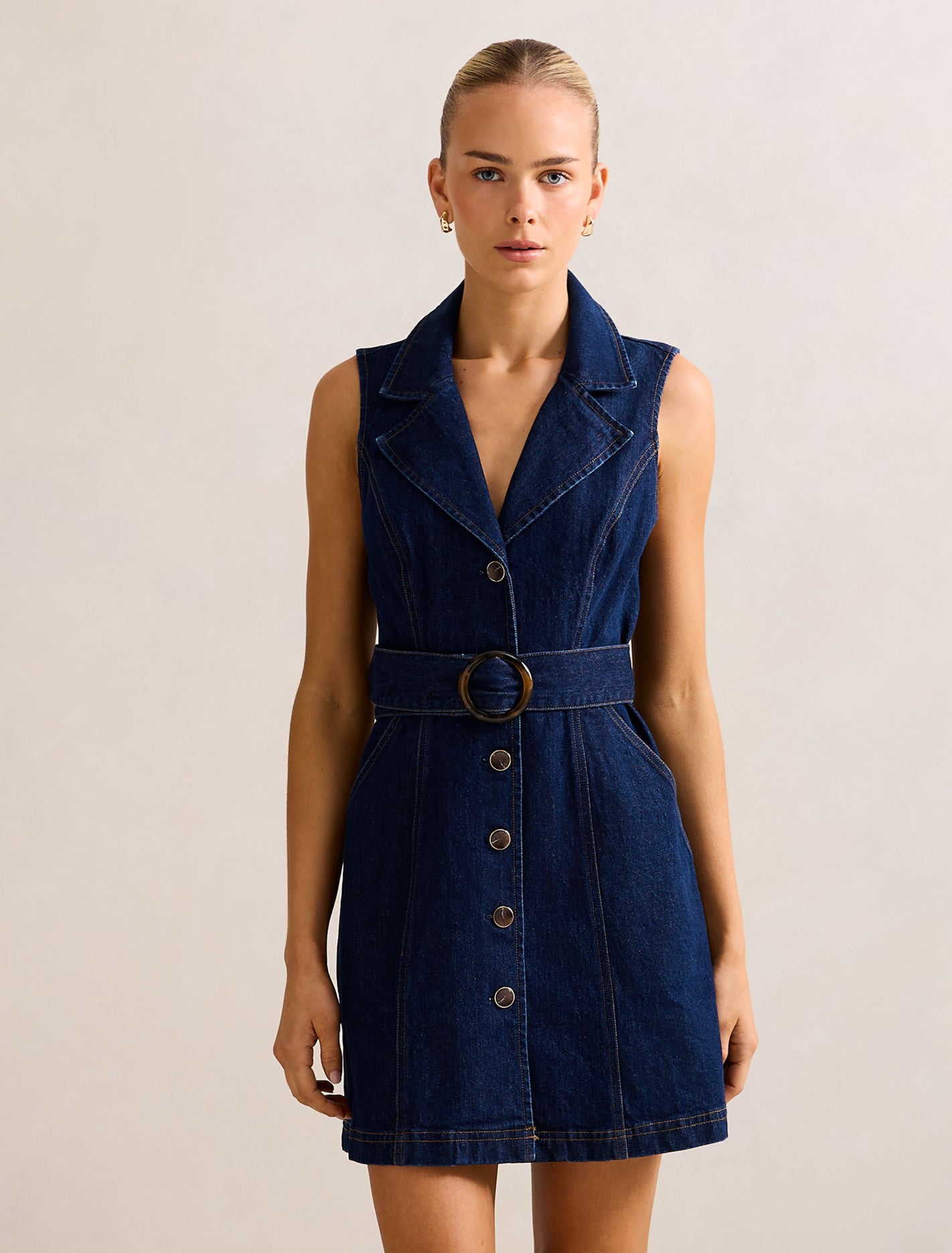 Nicola Denim Blazer Dress Dark Wash Forever New