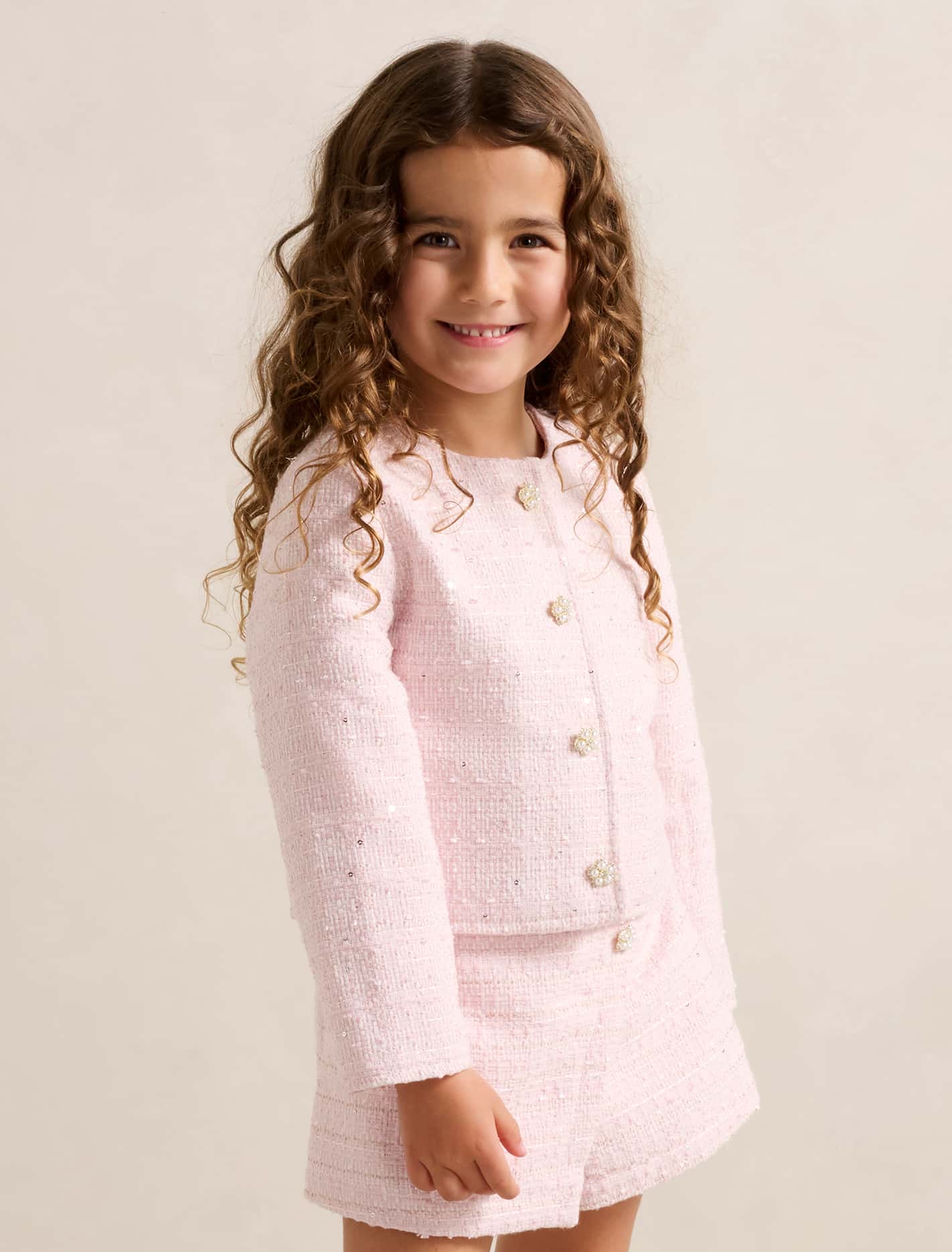 Ellie-Mae Girls Tweed Jacket Pink Tweed Forever New