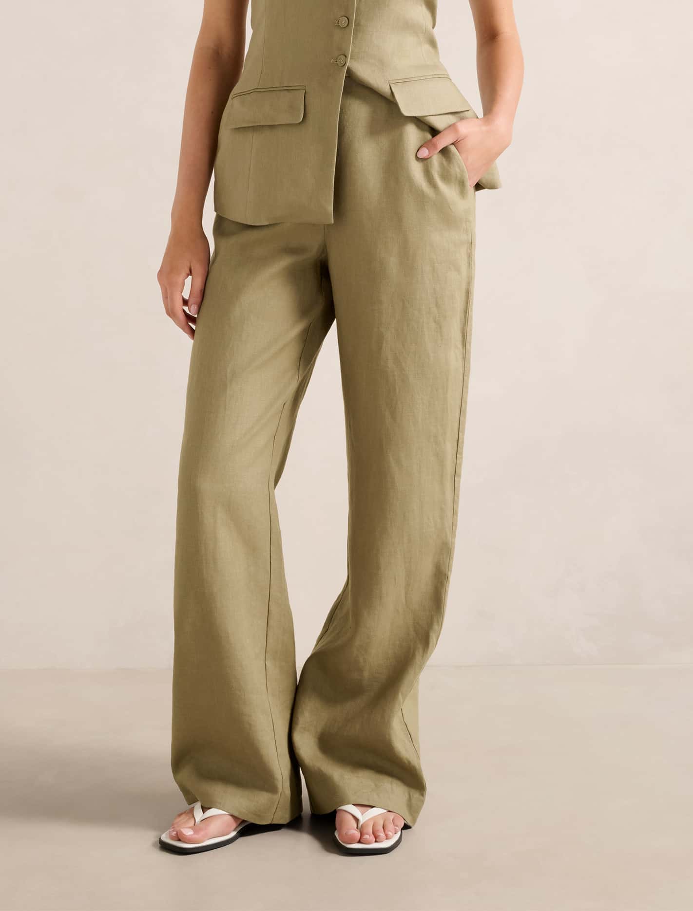 Tia Linen Wide Leg Pants