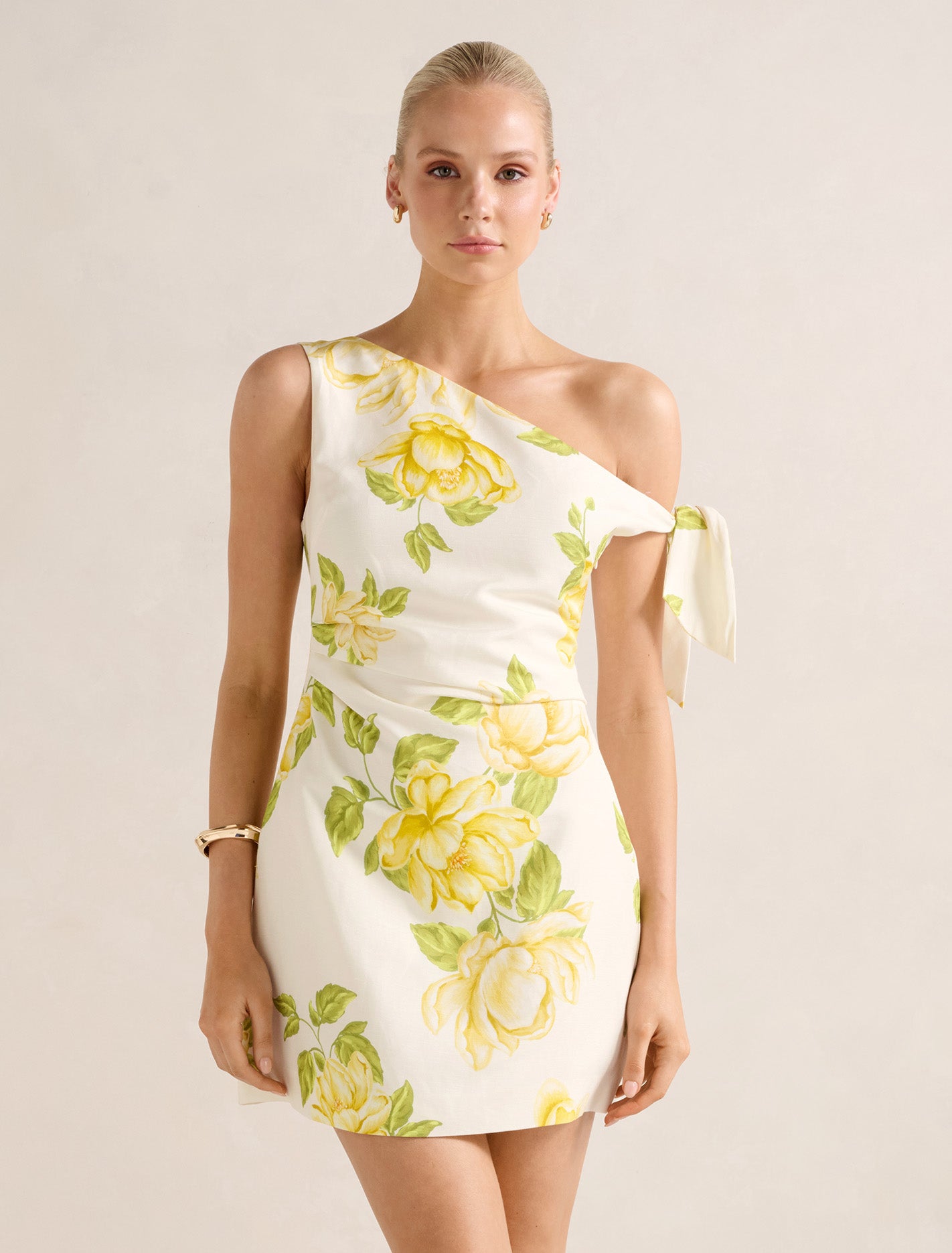 Giada Tipped Bow Mini Dress Villa Floral Forever New