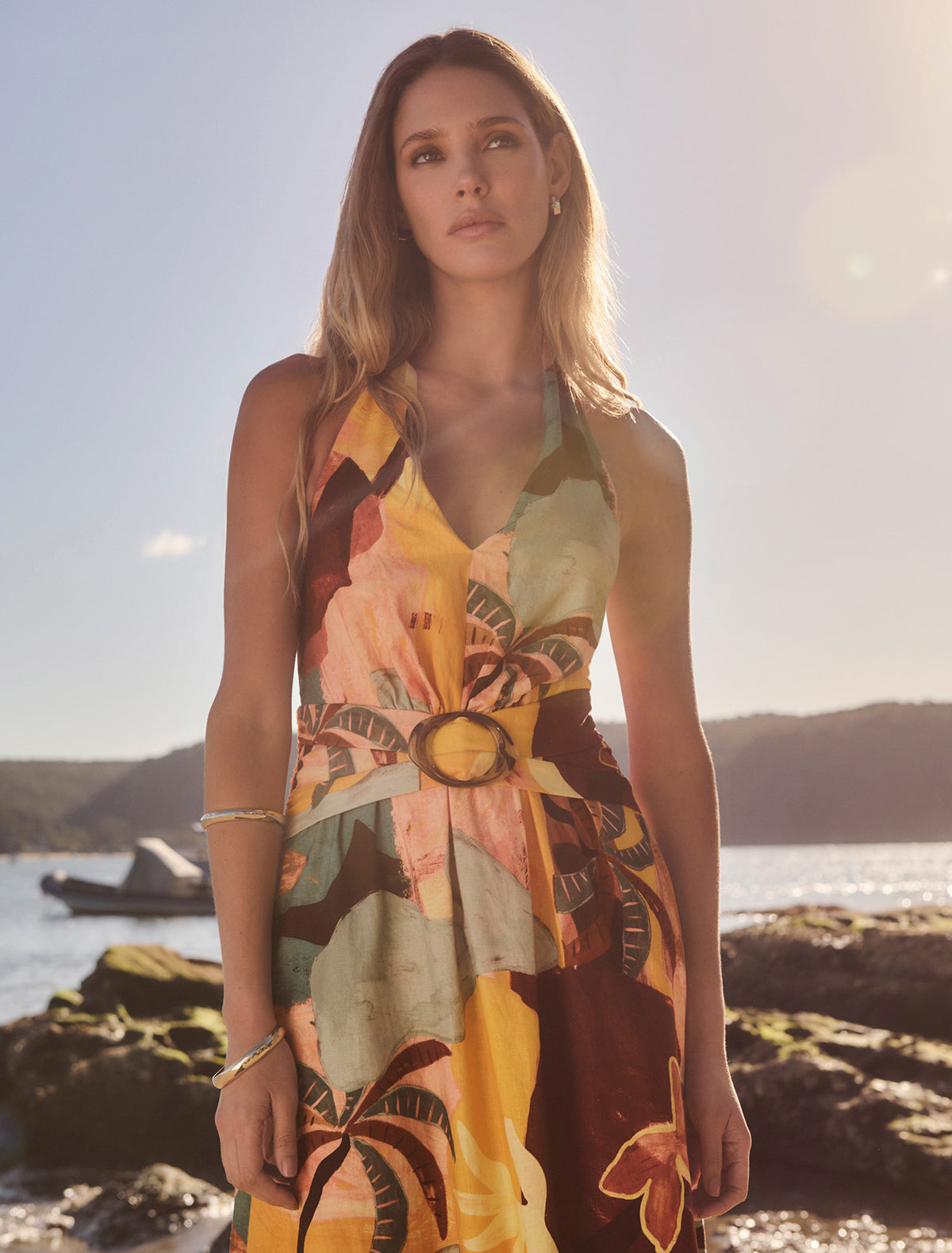 Alessi Halter Linen Midi Dress Forever New