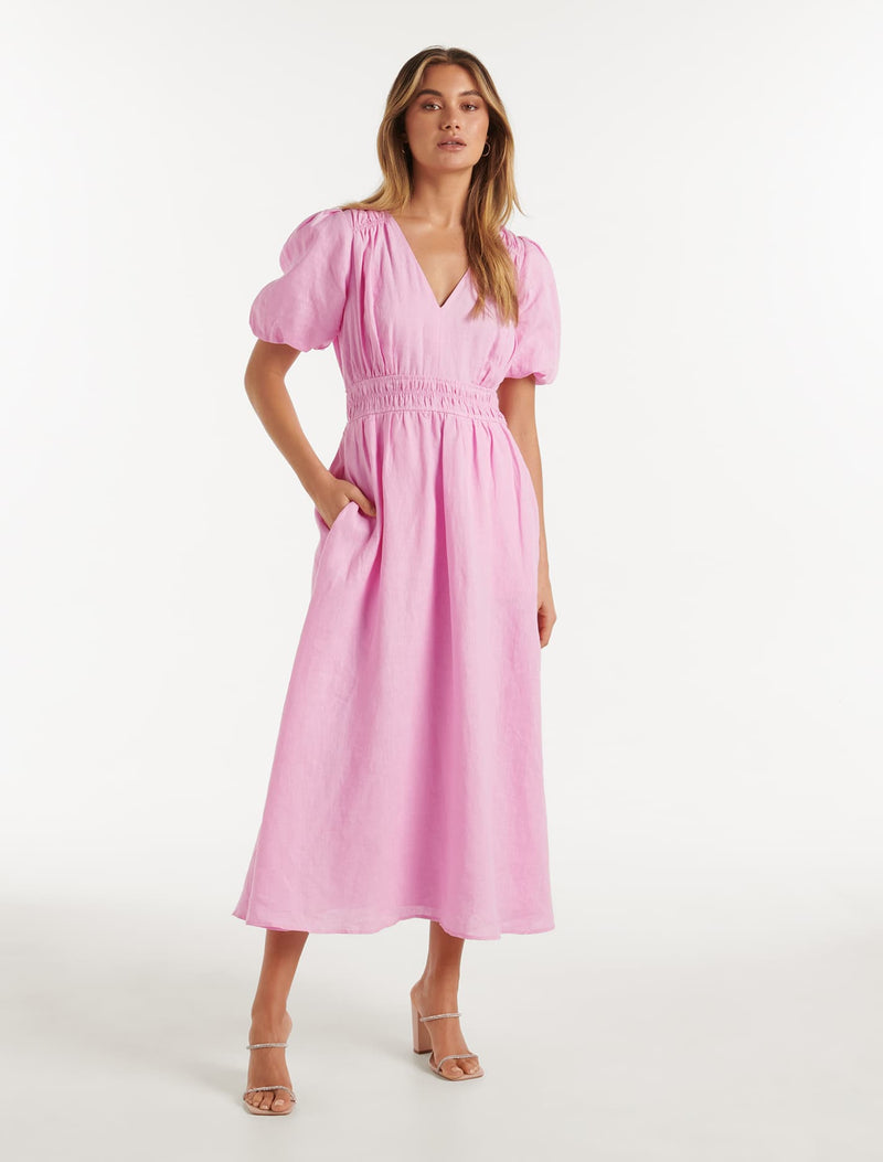 Pearla Puff Sleeve Midi Dress Forever New