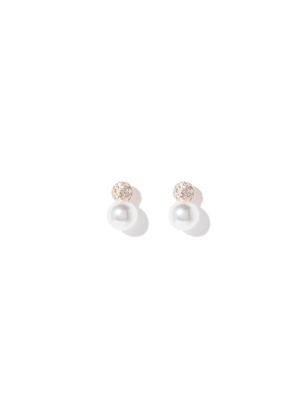 Rose Ball Crystal & Pearl Stud Earrings Forever New