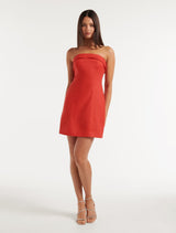 Sadie Strapless Linen Mini Dress Forever New