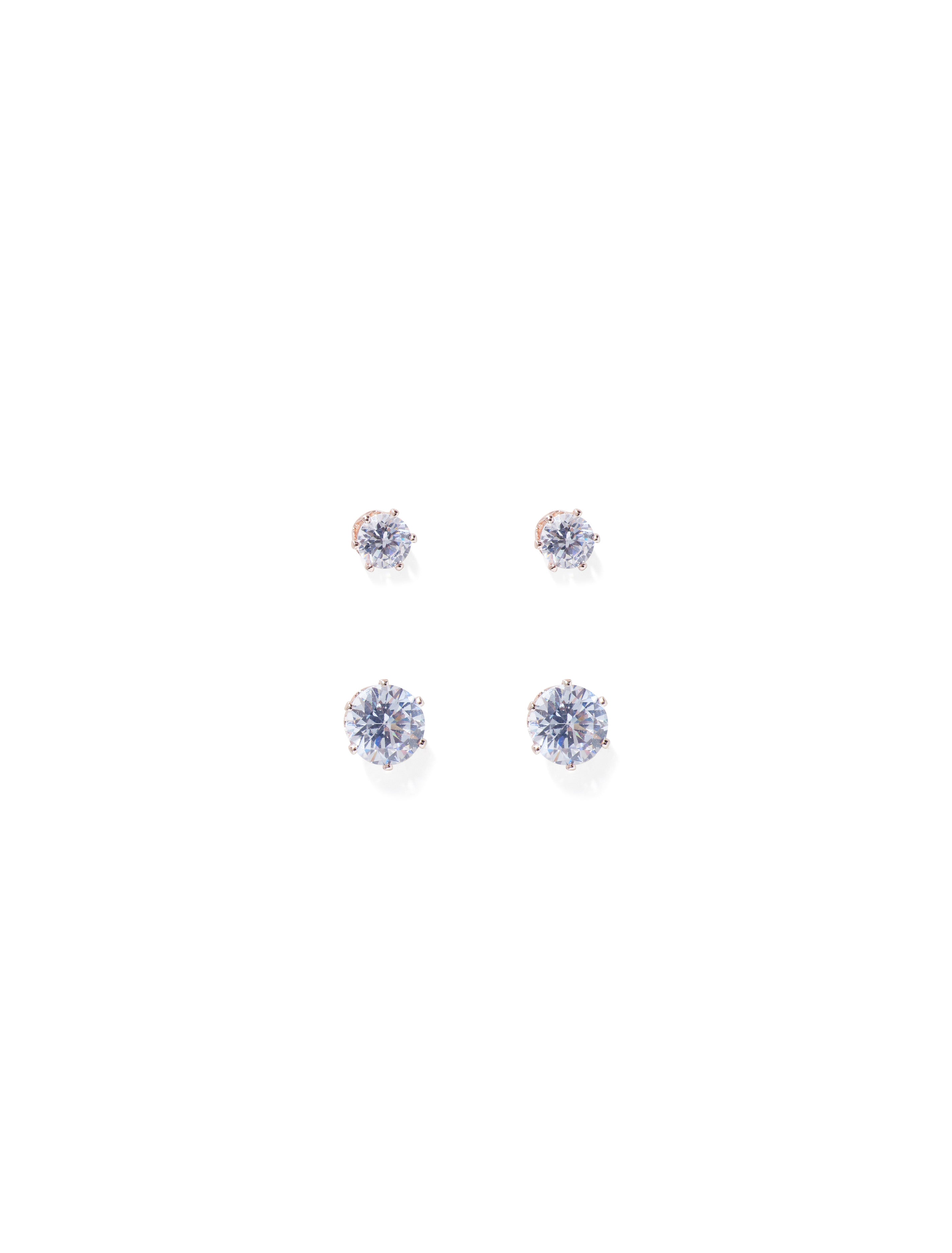 Jess Cubic Zirconia Two Pack Stud Earrings 0 Rose Gold Crystal Forever New