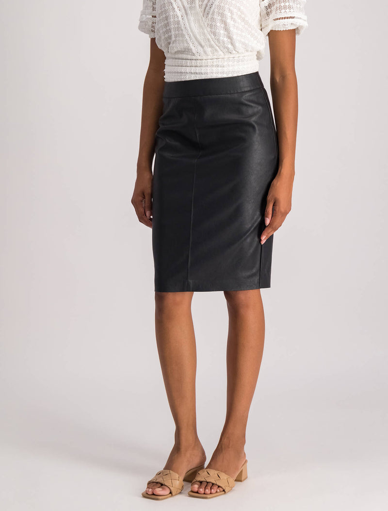 Carla Vegan Leather Midi Skirt Forever New